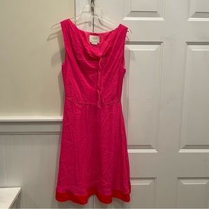 Kate Spade red and pink colorblock sleeveless tie neck dress
